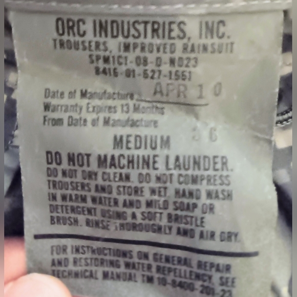 ORC Industries Improved Rainsuit Trousers Pant ACU Medium Unused condition - Picture 9 of 13